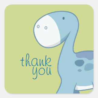 Little Blue Diplodocus | Vierkant Dank u Stickers