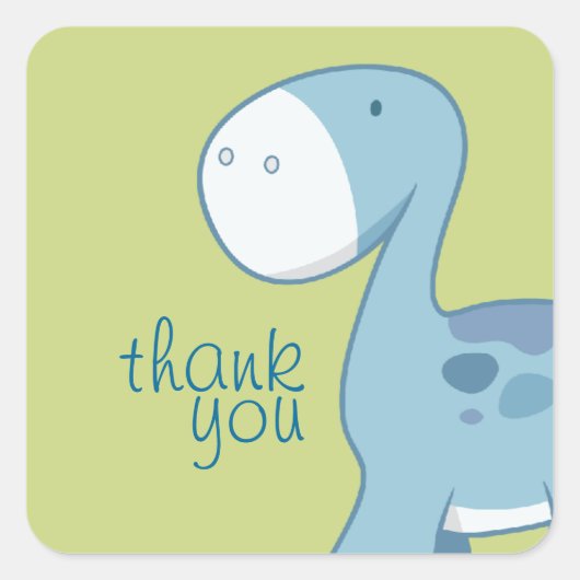 Little Blue Diplodocus | Vierkant Dank u Stickers (Voorkant)