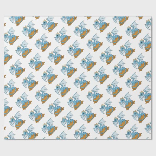 Little Blue Dragon Cadeaupapier (Vlak)
