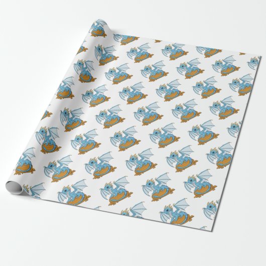Little Blue Dragon Cadeaupapier (Uitgerold)