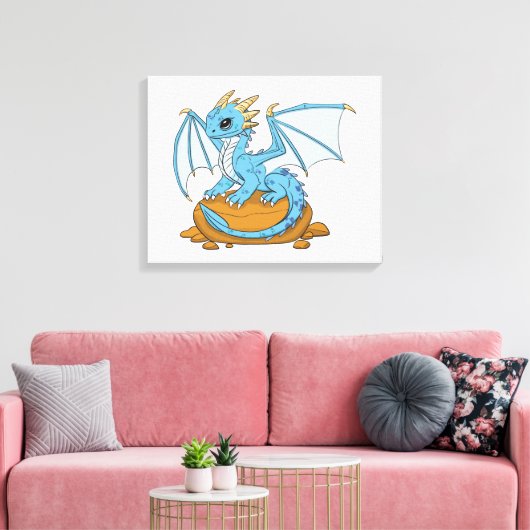 Little Blue Dragon Canvas Afdruk (Insitu (Woonkamer))