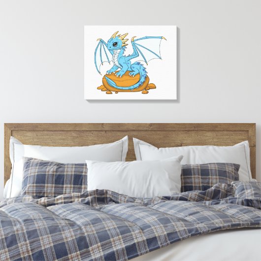 Little Blue Dragon Canvas Afdruk (Insitu (Slaapkamer))