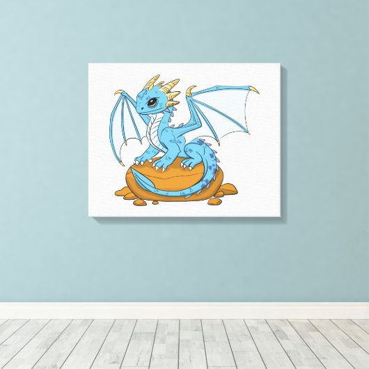 Little Blue Dragon Canvas Afdruk (Insitu (Houten vloer))