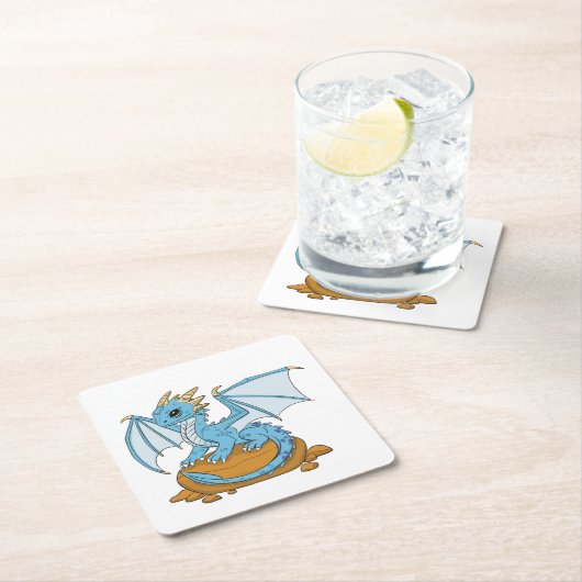 Little Blue Dragon Kartonnen Onderzetters (Insitu)