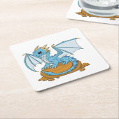 Little Blue Dragon Kartonnen Onderzetters (Schuin)