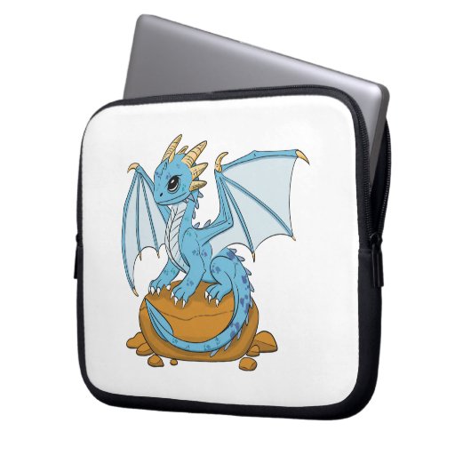 Little Blue Dragon Laptop Sleeve (Voorkant Links)