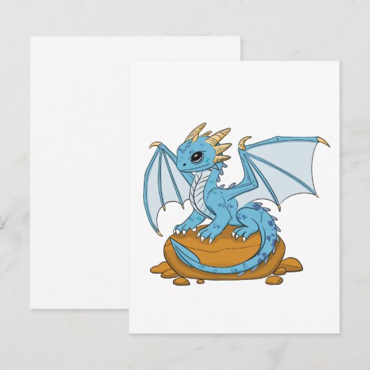 Little Blue Dragon RSVP Kaartje (Voorkant / Achterkant)
