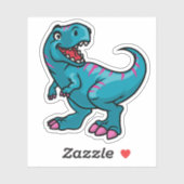 Little Blue en Roze Dino the Dinosaur Sticker (Vel)