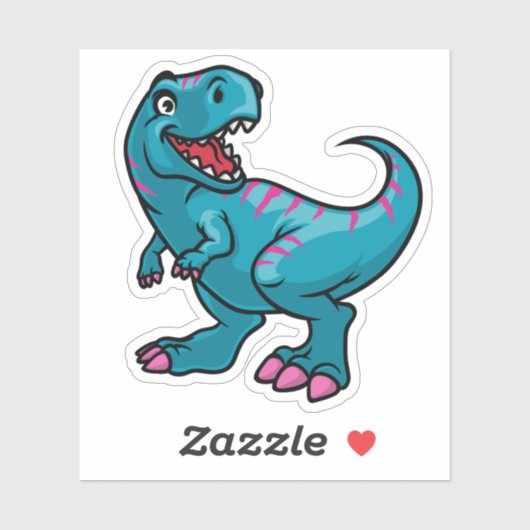 Little Blue en Roze Dino the Dinosaur Sticker (Vel)