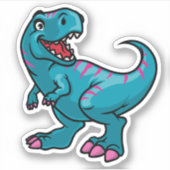 Little Blue en Roze Dino the Dinosaur Sticker (Voorkant)