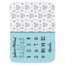 Little Blue Fox Milestone babydeken