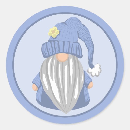 Little Blue Gnome Gedetailleerd Ronde Sticker (Voorkant)