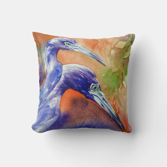 Little Blue Heron Fine Art Pillow Kussen (Voorkant)