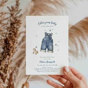 Little Blue Jean Baby op de weg Douche uitnodiging