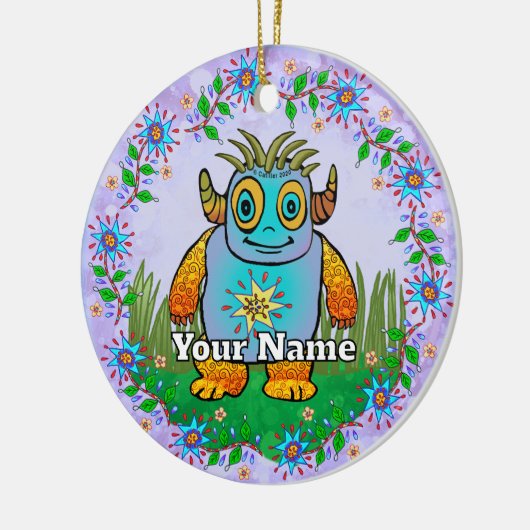 Little Blue Monster Keramisch Ornament (Links)