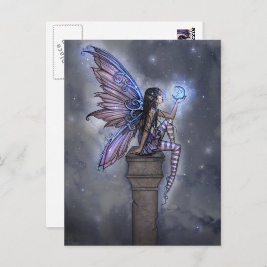 Little Blue Moon Fairy Fantasy Briefkaart (Voorkant / Achterkant)