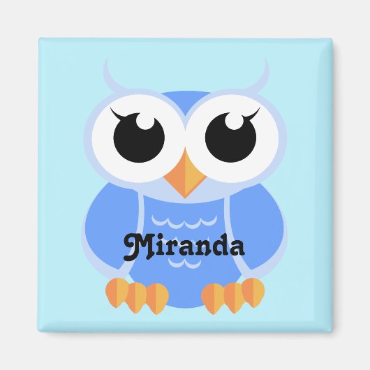 "Little Blue Owl" - gepersonaliseerd Magneet (Voorkant)
