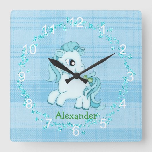 Little Blue Pony Nursery Wall klok (Voorkant)