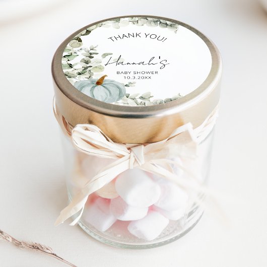 Little Blue Pumpkin Baby shower Dank je wel Ronde Sticker