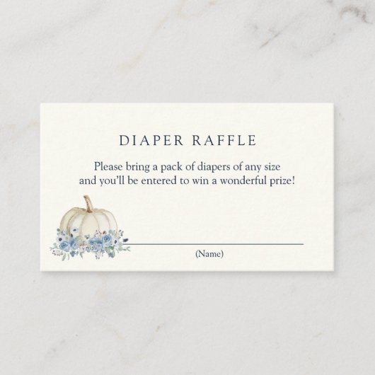 Little Blue Pumpkin Diaper Raffle-kaart Informatiekaartje (Voorkant)