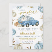 Little Blue Pumpkin Truck Baby shower Kaart (Voorkant)