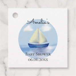 Little Blue Sail Boat Baby shower Bedankjes Labels