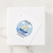 Little Blue Sail Boat Baby shower Bedankjes Labels (In situ)