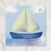 Little Blue Sail Boat Baby shower Bedankjes Labels (Achterkant)