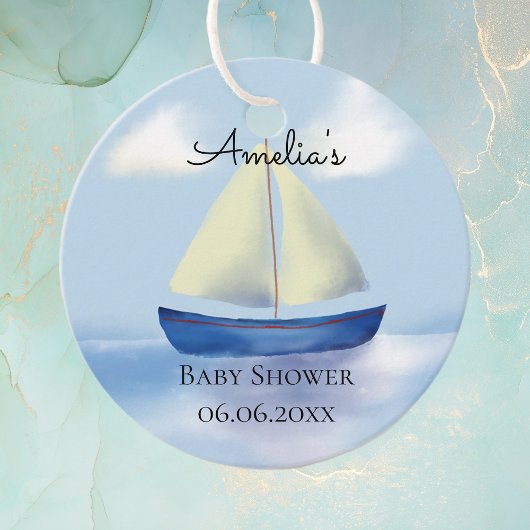 Little Blue Sail Boat Baby shower Bedankjes Labels