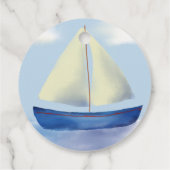 Little Blue Sail Boat Baby shower Bedankjes Labels (Achterkant)