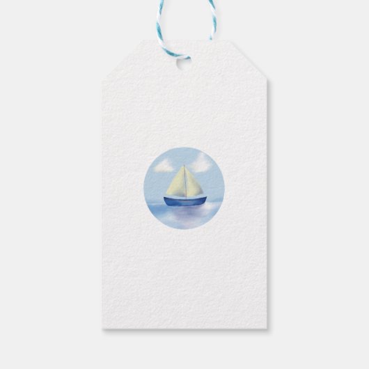 Little Blue Sail Boat Baby shower Cadeaulabel (Achterkant)