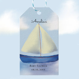 Little Blue Sail Boat Baby shower Cadeaulabel