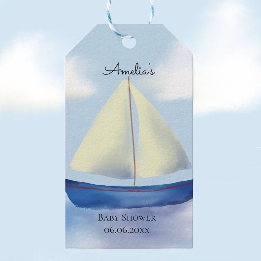 Little Blue Sail Boat Baby shower Cadeaulabel