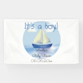 Little Blue Sailboat Boys Baby shower Spandoek (Horizontaal)