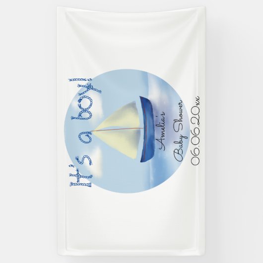 Little Blue Sailboat Boys Baby shower Spandoek (Verticaal)