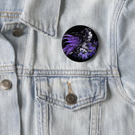 "Little Blue" Violet Lily Butterfly Fairy Button (In situ)