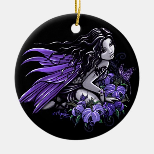 "Little Blue" Violet Lily Butterfly Fairy Ornament (Voorkant)