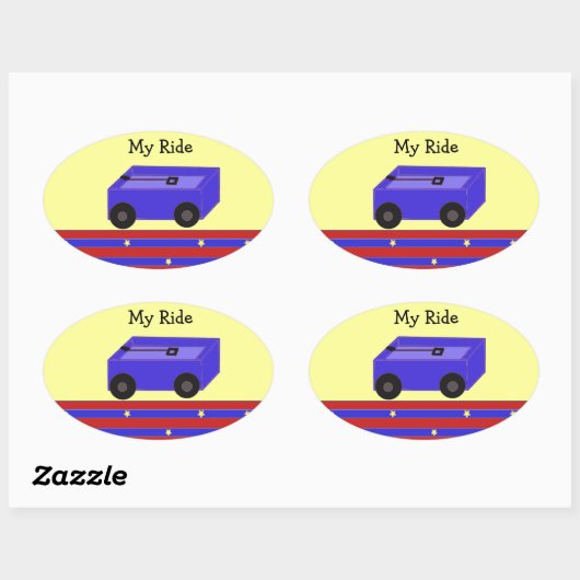 LIttle Blue Wagon Ovale Sticker (Vel)