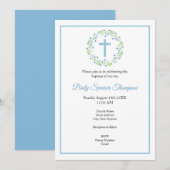 Little Blue Waterverf Blossom Wreate & Cross Kaart (Voorkant / Achterkant)