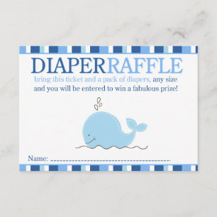 Little Blue Whale Baby shower Diaper Raffle Card Informatiekaartje