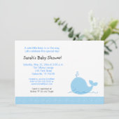 Little Blue Whale Baby shower Invitation Kaart (Staand voorkant)