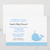 Little Blue Whale Baby shower Invitation Kaart (Voorkant / Achterkant)