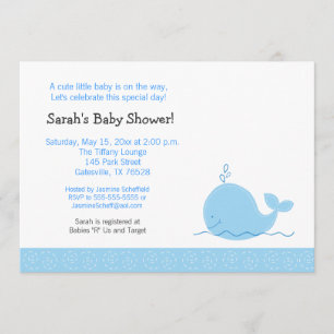 Little Blue Whale Baby shower Invitation Kaart