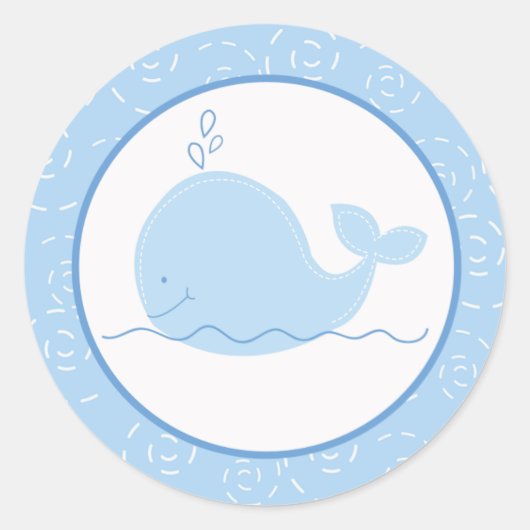 Little Blue Whale Envelope Seals / Toppers 20 Ronde Sticker (Voorkant)