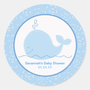 Little Blue Whale Favor Stickers 3-inch