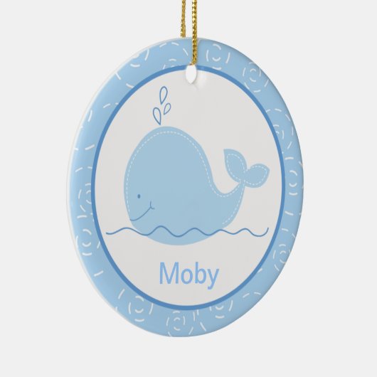 Little Blue Whale Gepersonaliseerd Ornament (Rechts)