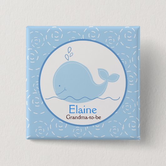 Little Blue Whale NAME TAG Custom Button (Voorkant)