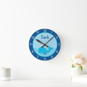 Little Blue Whale Personalized Nursery Wall Clock Ronde Klok (Huis)