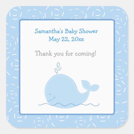 Little Blue Whale SQUARE Favoriete Sticker (Voorkant)