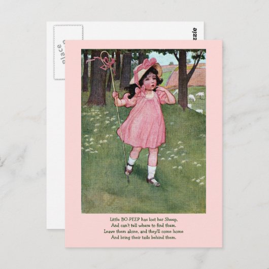 Little Bo-Peep and Missing Sheep Nursery Rhyme Briefkaart (Voorkant / Achterkant)